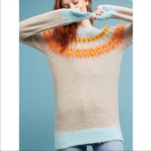 Anthro Sleeping on Snow Fair Isle Sweater- XS - Picture 2 of 8